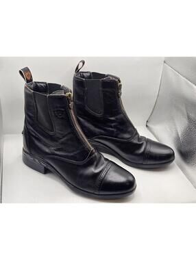 Ariat Heritage Front Zip Black Leather Paddock English Riding Boots Women's 8B
